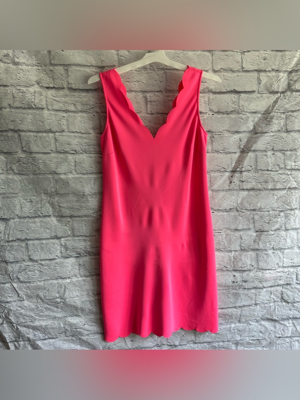 PREOWNED LILLY PULITZER MIKAYLA SHIFT DRESS SCALLOPED EDGE WOMENS SMALL S PINK